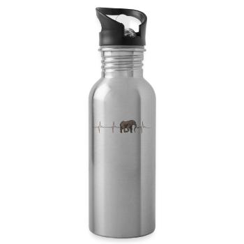 Elefant Herzschlag Shirt - Trinkflasche mit integriertem Trinkhalm - Lightsilver - Rechts
