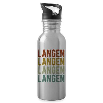 Langen Stadt Retro Vintage - Trinkflasche mit integriertem Trinkhalm - Lightsilver - Rechts