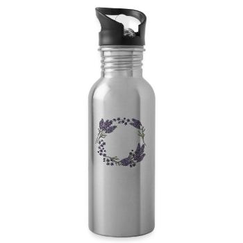 Lavendel I Team Braut Blumenkranz Hochzeit Boho - Trinkflasche mit integriertem Trinkhalm - Lightsilver - Rechts