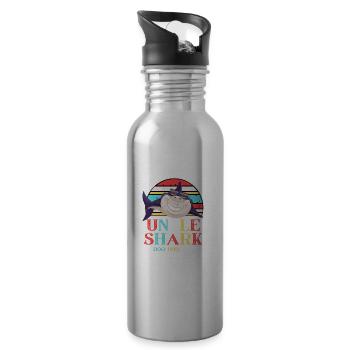 Onkel Hai Tiere Fisch Ozeanisches Meer Onkel Lustig - Trinkflasche mit integriertem Trinkhalm - Lightsilver - Rechts