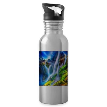 great ART on great PEOPLE - Trinkflasche mit integriertem Trinkhalm - Lightsilver - Rechts