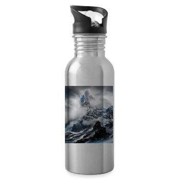 great ART on great PEOPLE - Trinkflasche mit integriertem Trinkhalm - Lightsilver - Rechts
