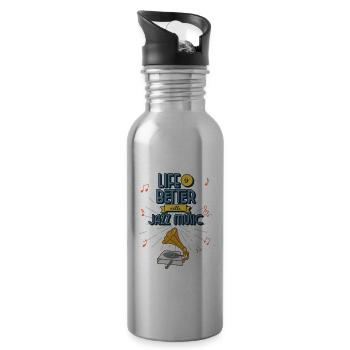 Life is better with jazz music - Water bottle with straw - silver - Right