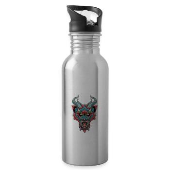MMA Tiger Demon Mixed Martial Arts - Käfig frei - Trinkflasche mit integriertem Trinkhalm - Lightsilver - Rechts