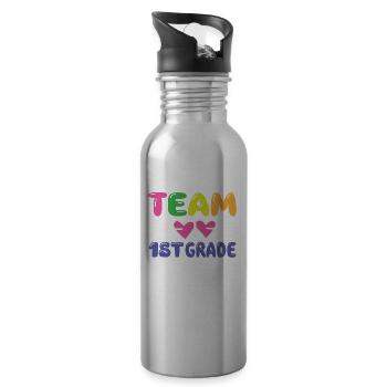 Team 1st Grade Teacher Schüler zurück in die Schule - Trinkflasche mit integriertem Trinkhalm - Lightsilver - Rechts