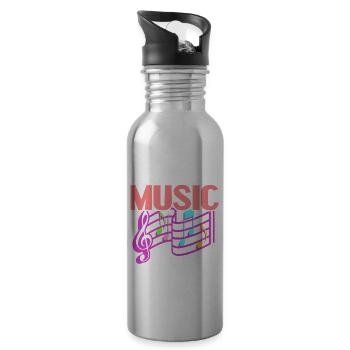 Life Without Music Is.. I Don't Have An Idea - Trinkflasche mit integriertem Trinkhalm - Lightsilver - Rechts