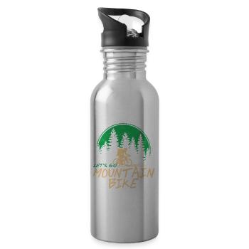 Let's Go Mountain Bike Retro Biking T-Shirt - Water bottle with straw - silver - Right