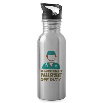 Registered Nurse OFF Duty Cool Awesome Designs - Water bottle with straw - silver - Right