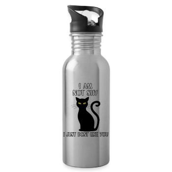 Cadeau de chats mignons pour les chats misanthropes - Gourde avec paille intégrée - argent clair - Droite