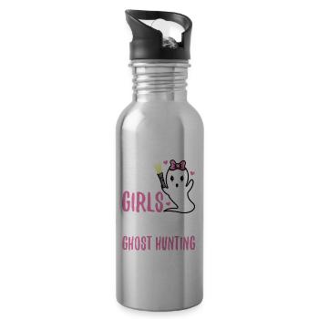 Cool girls go ghost hunting - Water bottle with straw - silver - Right