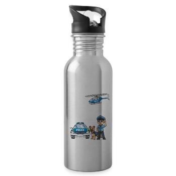 7 Geburtstag Polizei Shirt - 7 Jahre alt Polizist - Trinkflasche mit integriertem Trinkhalm - Lightsilver - Rechts