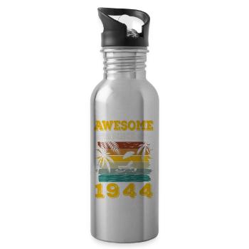 Awesome seit 1944 Vintage Geburtstagsgeschenk - Trinkflasche mit integriertem Trinkhalm - Lightsilver - Rechts
