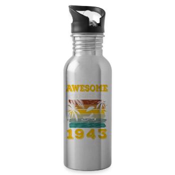 Awesome Since 1943 Vintage Birthday gift - Water bottle with straw - silver - Right
