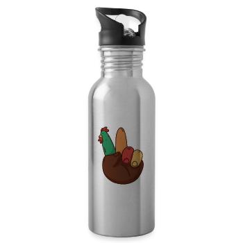 Thanksgiving Dinner Turkey Hand Peace Sign - Trinkflasche mit integriertem Trinkhalm - Lightsilver - Rechts