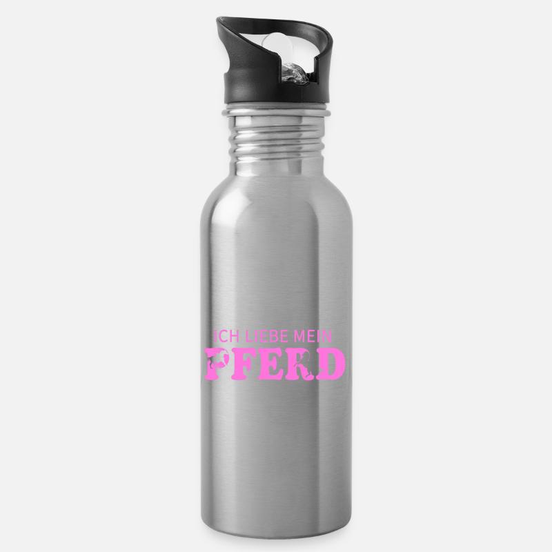 Ich Liebe Mein Pferd Mädchen Pony Reiter Stall - Trinkflasche mit integriertem Trinkhalm - Lightsilver