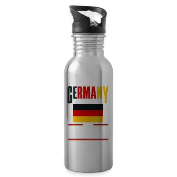 German Germany German Flag Germany Is Calling - Trinkflasche mit integriertem Trinkhalm - Lightsilver - Rechts