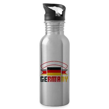 German Germany German Flag Happiest When Im In - Trinkflasche mit integriertem Trinkhalm - Lightsilver - Rechts