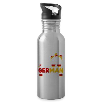 German Germany German Flag Cute Until My German - Trinkflasche mit integriertem Trinkhalm - Lightsilver - Rechts
