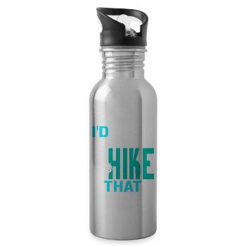 I'd Hike That Cool Hiking Designs T-Shirt Present - Water bottle with straw - silver - Right