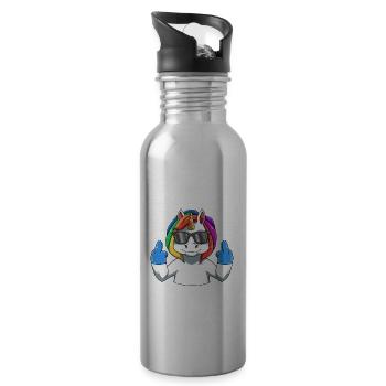 60 Geburtstag Einhorn Frau 60 Jahre Lustige - Trinkflasche mit integriertem Trinkhalm - Lightsilver - Rechts