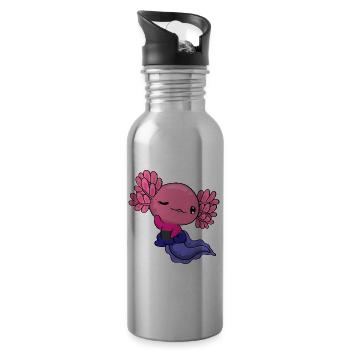 Omnisexual Pride Kawaii Axolotl Omnisexual Fl - Gourde avec paille intégrée - argent clair - Droite