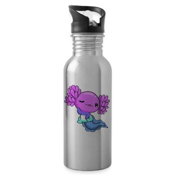Spectrosexual Pride Kawaii Axolotl - Water bottle with straw - silver - Right