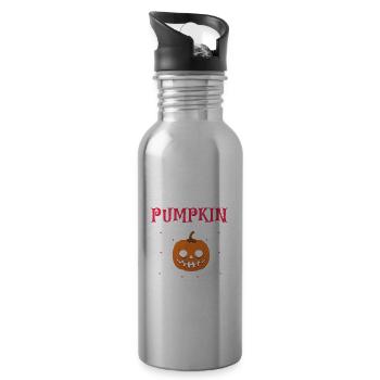 Creepiest Pumpkin In The Patch Funny Halloween - Water bottle with straw - silver - Right