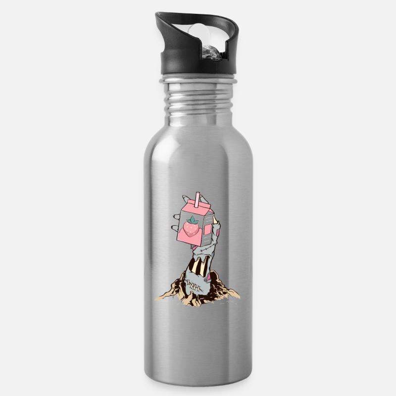 Zombiecore Esthétique Zombie Squelette Main - Gourde avec paille intégrée - argent clair