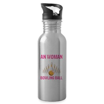 Ne sous-estimez jamais la femme avec la boule de bowling - Gourde avec paille intégrée - argent clair - Droite