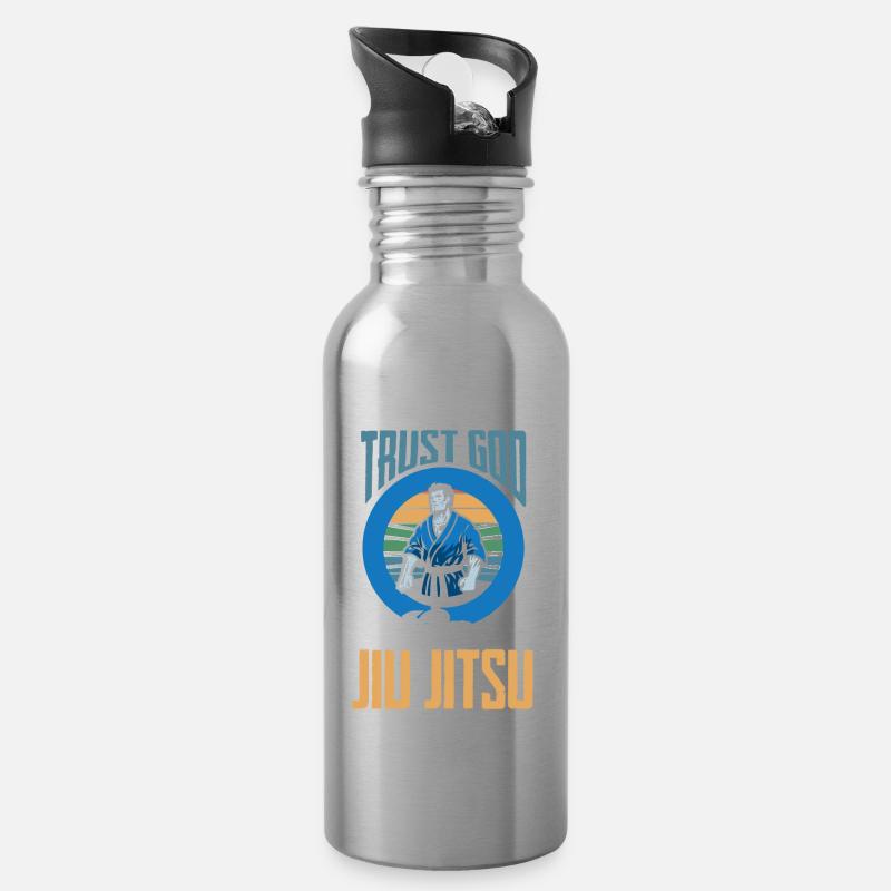 Jiu Jitsu Jiu Jitsu Jiu Jitsu - Water bottle with straw - silver