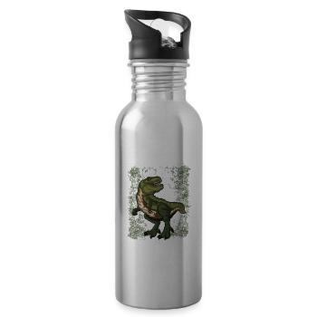 T-Rex Schule Schulkind Dino Geschenk Schulstart - Trinkflasche mit integriertem Trinkhalm - Lightsilver - Rechts