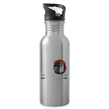 Half Mexican Is Better Than None - Water bottle with straw - silver - Right