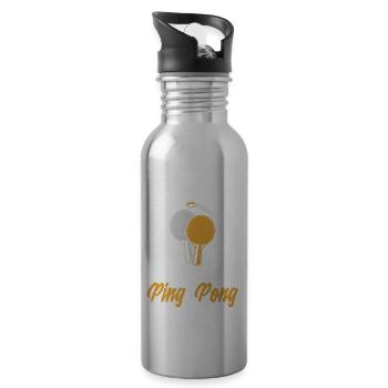 Fun Table Tennis Gift - Water bottle with straw - silver - Right