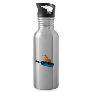 Funny Pancake Pancakes Gift - Water bottle with straw - silver - Right