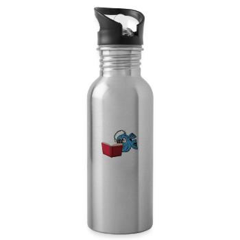 Lustiger Seeteufel Bücher Lesen - Trinkflasche mit integriertem Trinkhalm - Lightsilver - Rechts