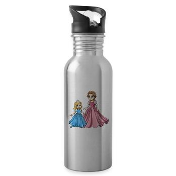 Prinzessin Große Schwester - Ich bin Die große - Trinkflasche mit integriertem Trinkhalm - Lightsilver - Rechts