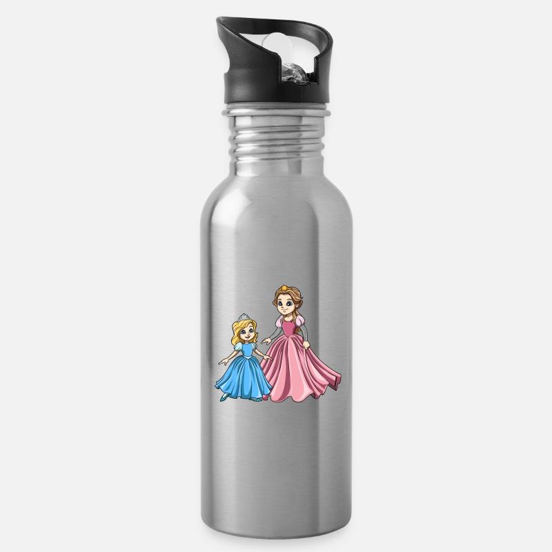 Prinzessin kleine Schwester - Ich bin der kleine - Trinkflasche mit integriertem Trinkhalm - Lightsilver