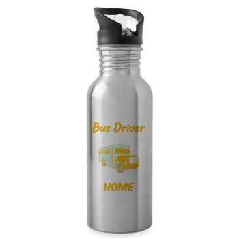 Sei Nett Zum Schulbusfahrer, Es Ist Ein Langer - Trinkflasche mit integriertem Trinkhalm - Lightsilver - Rechts