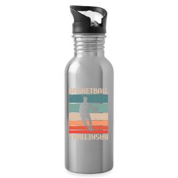 Retro Vintage Classic Basketball Player - Trinkflasche mit integriertem Trinkhalm - Lightsilver - Rechts