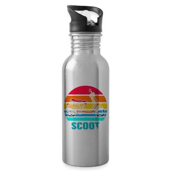 SCOOT LIFE Awesome Retro Scooter Rider T-Shirt - Water bottle with straw - silver - Right