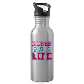 Krankenschwester Krankenhaus Not - Trinkflasche mit integriertem Trinkhalm - Lightsilver - Rechts