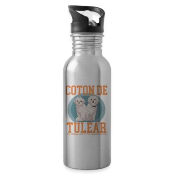 Coton de Tuléar | Cadeau de propriétaire de chien de chien - Gourde avec paille intégrée - argent clair - Droite