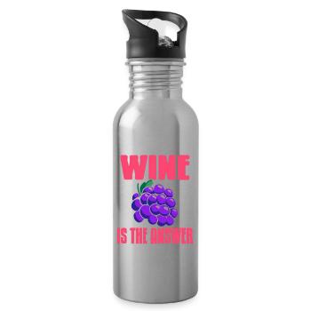 Le vin est la réponse Drôle de t-shirt amateur de vin - Gourde avec paille intégrée - argent clair - Droite
