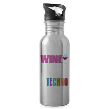 WINE & Techno Awesome Retro Designs T-Shirt - Water bottle with straw - silver - Right