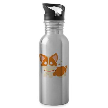 Ich Gebe Keinen Süßen Fluff Corgi-Hundebesitzer - Trinkflasche mit integriertem Trinkhalm - Lightsilver - Rechts
