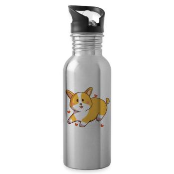 Ich Gebe Keinen Süßen Flusen -Corgi -Hundebesitzer - Trinkflasche mit integriertem Trinkhalm - Lightsilver - Rechts