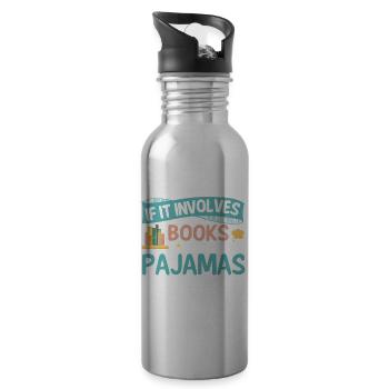 Quand il s’agit de livres et de pyjamas - Gourde avec paille intégrée - argent clair - Droite