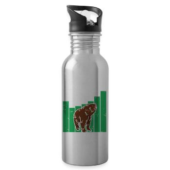 Vintage Cool Bear Market Cycle Investor T-Shirt - Water bottle with straw - silver - Right