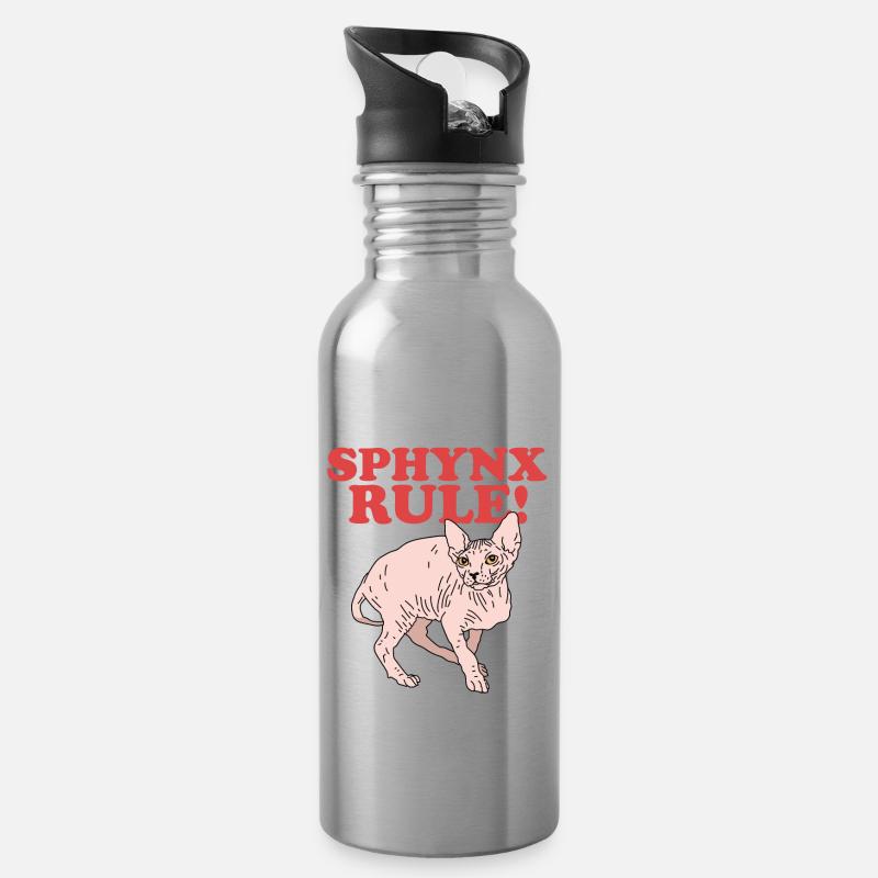 Sphynx Katzen Katzenbesitzer Geschenk - Trinkflasche mit integriertem Trinkhalm - Lightsilver