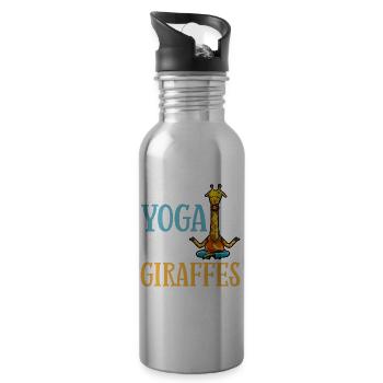 Giraffe Yoga Beginner Workout Poses Quotes - Water bottle with straw - silver - Right